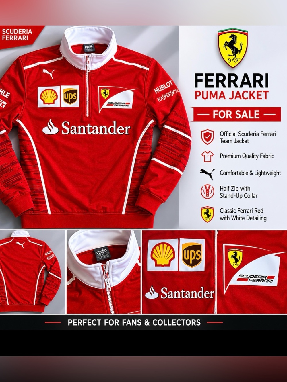 New with no tag size XL Ferrari Santander Red Racing Pullover with Logos
